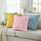 decorUhome Cozy Textured Euro Sham Throw Pillow Covers 24x24 Inch Set of 2, Soft Plush Faux Wool Light Pink Accent Couch Pillow Covers for Modern Farmhouse Sofa Bed Living Room