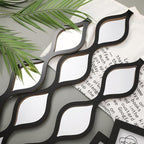 Yulejo 3 Pcs Acrylic Teardrop Mirror Decor Narrow Wall Decor Boho Vintage Wall Art for Apartment Home Living Room Bathroom Bedroom Hallway (Black Edge)