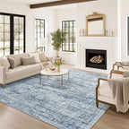 6x9 Area Rug for Living Room Washable 6x9 Non-Slip Modern Rugs for Bedroom Dinning Room Ultra-Thin Indoor Blue