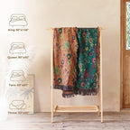 Boho Throw Blanket for Bed 100% Cotton Soft Quilt Home Livingroom Decor Spring Bed Blankets,Floral Reversible All Season Breathable Throw for Sofa Couch Chair 80"x90"