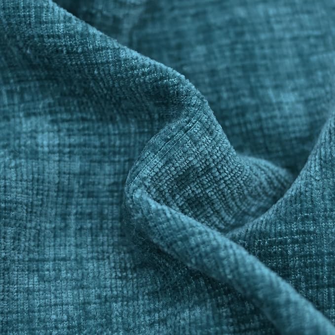 CaliTime Throw Pillow Covers Decorative 22 X 22 Inches Pack of 2 Cotton Thread Stitching Edges Solid Dyed Soft Chenille Cushion Cases for Couch Sofa Bed Living Room Farmhouse Ocean Blue