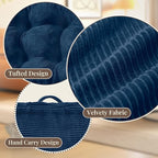 Wellsin Square Floor Pillows for Adults Kids - Meditation Floor Pillow Seating Cushion - Tufted Floor Cushion with Shredded Foam & Velvet Cover, 1 Pack, 20x20 Inch, Dark Blue