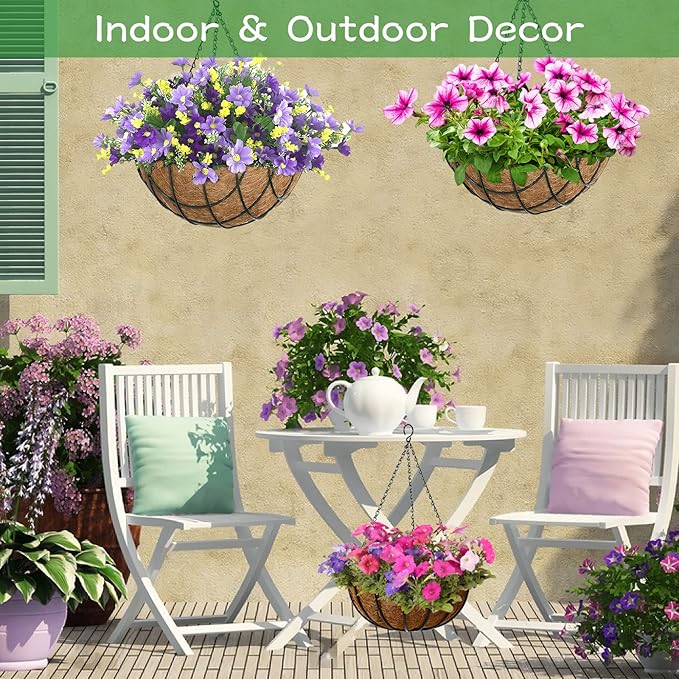 Riare 4 Pack 14 Inch Round Coco Liners Replacement, 100% Natural Coconut Coir Liners for Hanging Baskets, Garden Flower Vegetables Planter Pot, Window Box, Fence, Decks