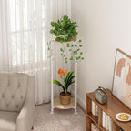 Plant Stand Indoor Corner Tall 2 Tier Metal Modern Flower Storage Plant Shelf Holder for Living Room Balcony Garden,White (2 Tier-White Round)