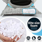 SINSOSSO Large Floor Pillows 22", Thickened Bite-Size Memory Foam Square Non-Slip Cushions for Office Back Support/Yoga/Chair Seat, Fashionable Color-Blocked Fabric & Washable, Black-Gray, 2 PCS