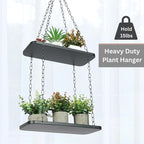 Shinehola Hanging Planters for Indoor Outdoor Plants (Length - 15.5"), Plant Hanger Indoor | Large Metal Hanging Plant Holder, 2-Tier Hanging Planter Shelf, No Plant/Pot Included (Black, 2-Tier)