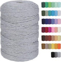Cotton Macrame Cord 3mm 328yards Natural Colored Macrame Supplies, Soft Craft Cotton Rope for Plant Hanger Wall Hanger Dreamcatcher (Light Grey)