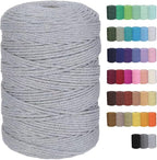 Cotton Macrame Cord 3mm 328yards Natural Colored Macrame Supplies, Soft Craft Cotton Rope for Plant Hanger Wall Hanger Dreamcatcher (Light Grey)