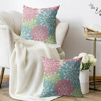 Blue Pink Green Spring Pillow Covers 20X20 Inch Set of 2, Colored Floral Colorful Easter Themed Flower Decorative Throw Pillow Covers Outdoor Farmhouse Cushion Case for Couch Sofa Bed Decor