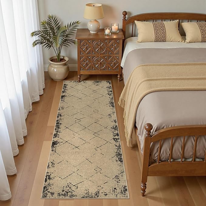 2x6 Jute Runner Rug for Hallway: Farmhouse Washable Kitchen Rug Non Slip Outdoor Indoor Rug for Bedroom Porch Laundry Bathroom - Modern Brown