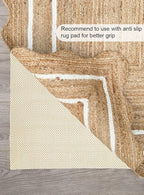 Wave Scalloped Natural Jute Rug Boho Jute Rug Entryway Runner Rug Farmhouse Scallop Rug, Off White (2'x3')