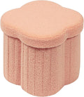 B FSOBEIIALEO Storage Ottoman Cube, Flowers Shaped Ottomans with Storage Foot Stool Footrest for Lving Room, Boucle Ottoman Seat for Dorm Room,Faux Teddy Fur, Orange 12.6"x12.6"x12.6"