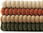 MIULEE Rust-Olive Green Decorative Throw Pillow Covers 16x16 Inch Set of 4 Boho Color-Clash Cushion Cases Farmhouse Pillow Cases Corduroy Striped Home Decor for Couch Sofa Living Room Bed