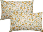 Green Yellow Floral Pillow Covers 12x20 Set of 2 Vintage Rustic Old Style Cute Small Flower Print Rectangle Decorative Outdoor Pillowcases Farmhouse Throw Cushion Case Decor for Couch Sofa Bed