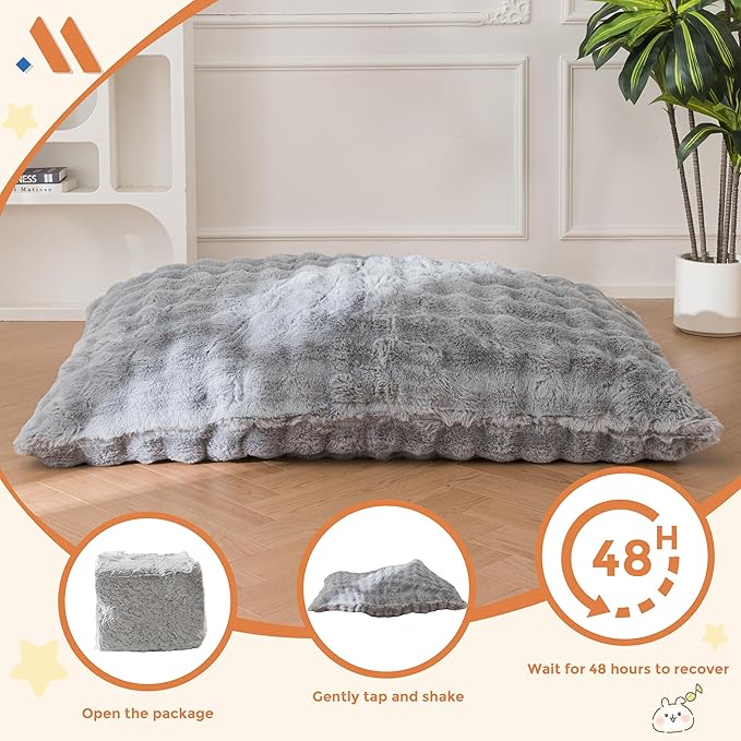 MAXYOYO 3 in 1 Kids Bean Bag Chair Bed, Child Floor Sofa for Gaming, Reading, Convertible Bean Bag Floor Cushion with Machine Washable Cover for Living Room Bedroom, Grey