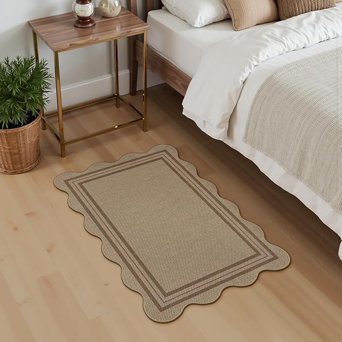Easy Jute Outdoor Mats for Front Door, 2x3 Small Washable Kitchen Rugs, Farmhouse Brown Throw Rug Non Slip Indoor Outdoor Carpet for Porch Entryway Foyer