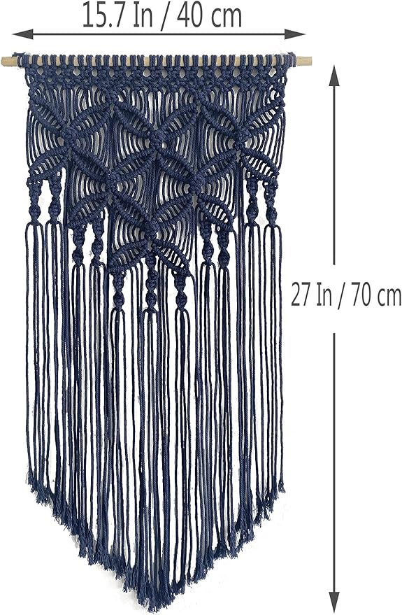 Handmade Cotton Home Decor Macrame Wall Hanging Navy