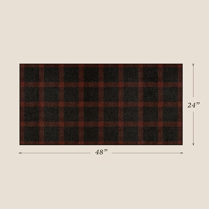 2x4 Retro Buffalo Plaid Indoor Entryway Runner - Front Door Mat Indoor Entrance, Non Slip Washable Rug for Kitchen, Living Room and Fireplace, Washable Easy Jute Red and Black Fall & Holiday Decor
