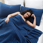 VHC Brands 100% Cotton Waffle Weave Twin Blanket 66"x90", Decorative Lightweight Spring and Summer Throw Blanket, Bedroom Decor for Bed, Couch, or Sofa, Navy