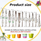 SATINIOR 12 Pcs Macrame Plant Hangers Handmade Boho Hanging Planters 12 Different Tiered Designs with 12 Hooks for Flower Pots Indoor Outdoor Decorative Wall Hanging Baskets for Home(Classic,Brown)