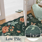 Lahome Floral Small Rug, 2x4 Kitchen Rugs Non Slip Washable Rug Ultra-Thin, Soft Front Door Mat Indoor Entrance Boho Low-Pile Entry Carpet for Bathroom Bedroom Flore (2x4ft,Dark Green)