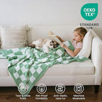 Joiedomi Throw Blanket for Couch, Sage Green Checkered Knitted Blankets Gifts for Women Mom Girls, Cozy Cute Soft Throw Home Room Decor Aesthetic Women Mothers Birthday Gifts 50x70 Inches