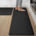 GENIMO Kitchen Mats for Floor 2PCs, Washable Anti Fatigue Mat for Cushioned, 17.3"x47"+17.3"x30", Waterproof Kitchen Rugs, Non Slip Comfort Standing Mat Rug for Home, Sink, Laundry, Pure Black