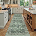Area Rugs 3'x7' Runner Rug Non Slip Washable for Kitchen Hallway Bedroom Beside Laundry Room Bathroom Rug, Floor Carpet, Dark Green Gray