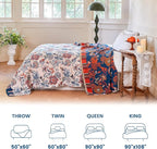 MSGKV Boho Throw Blanket 50"x60" 100% Cotton Floral Blanket for Couch Sofa Spring Breathable Lightweight Blankets All Seasons Home Decor Muslin