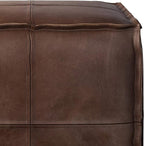 SIMPLIHOME Brody Square Pouf - 18 inch Wide Upholstered Vegan Leather Ottoman in Distressed Dark Brown, Boho Footstool, Coffee Table or Extra Seating for Living Room or Bedroom, Assembled