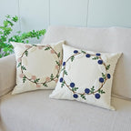 vctops Floral Embroidered Pillow Covers 18x18 Inch Spring Summer Cotton Tufted Throw Pillow Cover Outdoor Garden Cushion Case for Sofa, Bed, Living Room (Flower A,18"x18")