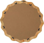 Boho Scalloped Rattan Round Mirror 24 Inches, Hanging Decorative Farmhouse Circle Mirror for Wall Decor Living Room Hallway Entryway, Handmade Coastal Circular Vanity Mirrors for Bathroom