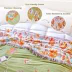 MSGKV Boho Throw Blanket 50"x60" Floral 100% Cotton Blanket with Flower and Butterfly for Couch Sofa Spring Breathable Lightweight Farmhouse Blankets Home Decor Muslin