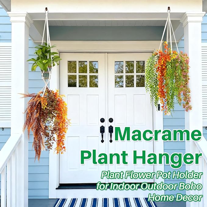 Macrame Plant Hanger - 5 PCS Hanging Planters for Indoor Plants Outdoor Decorative Flower Pot Holder Wall Decor Living Room Boho Home Decor Set of 5 35"/41"/55" 3 Size Pots Not Included