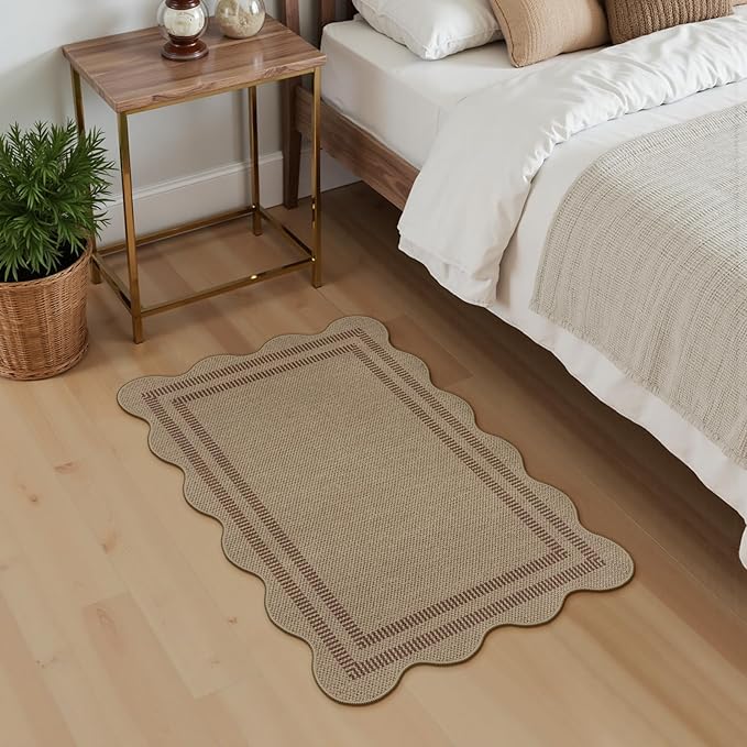Easy Jute Outdoor Mats for Front Door, 2x3 Small Washable Kitchen Rugs, Farmhouse Brown Throw Rug Non Slip Indoor Outdoor Carpet for Entryway Porch Foyer