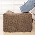 Fluffy Square Ottoman Pouf with All-in-One Foam Filling 20 x 14 Inches Furry Ottoman Foot Rest Foot Stool for Living Room or Bedroom (Coffee)