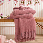 inhand Coral Pink Chunky Chenille Throw Blanket for Couch Bed, Mothers Day/Mom Birthday Gifts for Mom from Daughter Son,Soft Boho Knitted Blanket,Cozy Decor for Living Room,50"x60",Extra Thick