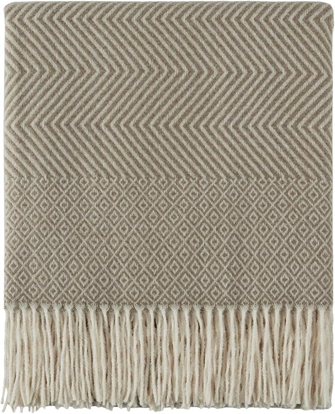 CREVENT 50"X60" Farmhouse Breathable Soft and Warm Classic Throw Blanket for Sofa Couch Bed, Faux Cashmere Home Decoration Throw with Tassles (Coffee)