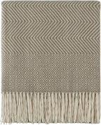 CREVENT 50"X60" Farmhouse Breathable Soft and Warm Classic Throw Blanket for Sofa Couch Bed, Faux Cashmere Home Decoration Throw with Tassles (Coffee)