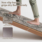 Arttown Kitchen Mats for Floor 2Pcs-Anti Fatigue Non Slip Mats for Kitchen Floor, Cushioned Waterproof & Stain-Resistant Boho Stripe Mat Set, Laundry Room, Office, Sink, Desk (Grey)