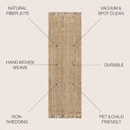 JONATHAN Y Handwoven Jute Fringe Natural Runner Rug, 2x10, Pata, Bohemian, Rustic, Cottage, Easy-Cleaning for Living Room, Bedroom, Kitchen, Non-Shedding (NRF103A-210)