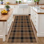Neutral 3x6 Area Rug Indoor Entrance - Easy Jute Brown Checkered Rug for Entryway, Kitchen, Small Living Room, Earthy & Coffee Rustic Accent Décor