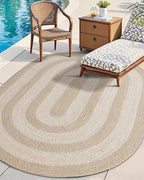 DEXI Jute Area Rug Natural Fiber 4x6 Oval, Woven Braided Durable Farmhouse Design Rugs for Living Room, Bedroom Dinning Room Office Outdoor Patio, Beige