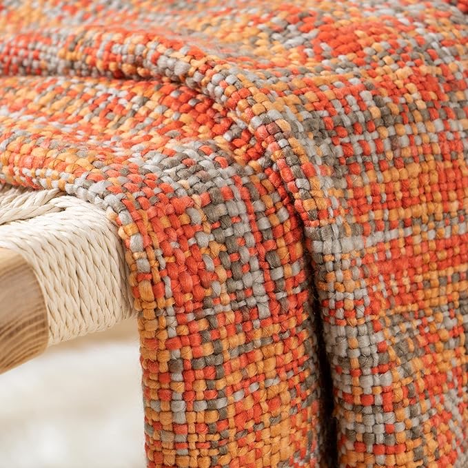 BATTILO HOME Rust Orange Throw Blanket for Couch, Bed, Boho Colorful Throw Blanket with Tassels, Halloween Decor, Fall Throw Blankets for Home Decor, 50"x60"