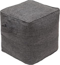 QILLOWAY Indoor/Outdoor Inflatable Stool, Ottoman Pouf Cube 16",All Weather Foot Rest for Camping or Home (Charcoal Grey/Black)