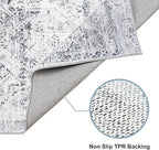 Area Rug 9×12, Large Vintage Boho Rug,Ultra-Soft Low Pile, Washable, Non Slip,Stain Resistant, Printed Carpet for Living Room Bedrooms Playroom Office Kitchen, Classic-Grey