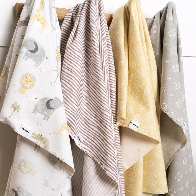 Gerber Unisex Baby 100% Cotton Flannel Receiving Blankets 30x30 Inches (Pack of 16), Animals + Geos Neutral, One Size