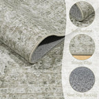 Washable Area Rugs 5'x7' Non-Slip Vintage Boho Distressed Fade Resistant Low Pile Carpet for High-Traffic Living Room, Bedroom & Dining Room