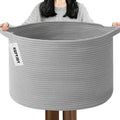 115L Large Blanket Basket,23.6" L x 23.6" W x 15.7" H Rope Woven Baskets with Handles, Toys Storage Bins,Laundry Basket Perfect for Living Room, Nursery,Bedroom,Home Organization,Light Gry