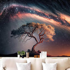 Space Galaxy Tree of Life Tapestry for Bedroom Aesthetics, Black Starry Sky Night Star Posters Tapestries, Nature Landscape Blackdrop Wall Hanging for Men Dorm Living Room Decor 51 X 60 Inches